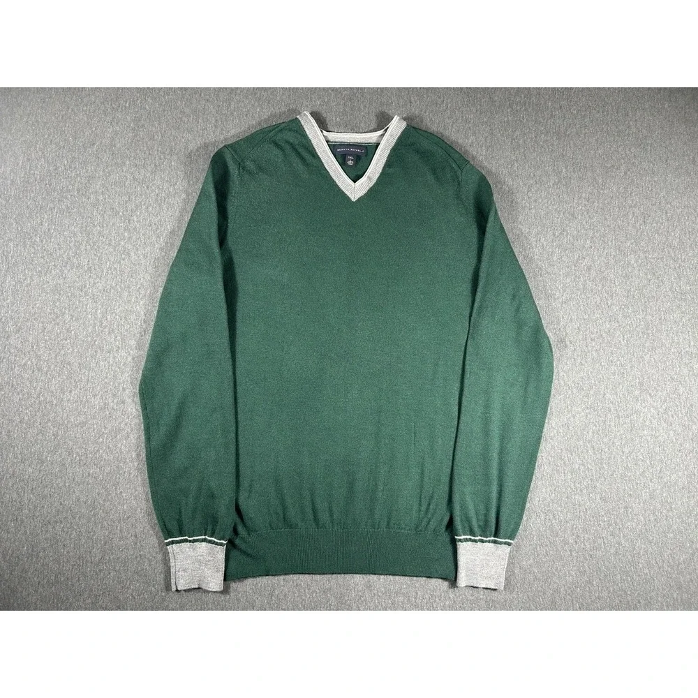Banana Republic Green Merino Wool Blend V-NeckSweater Size Large Tall‎